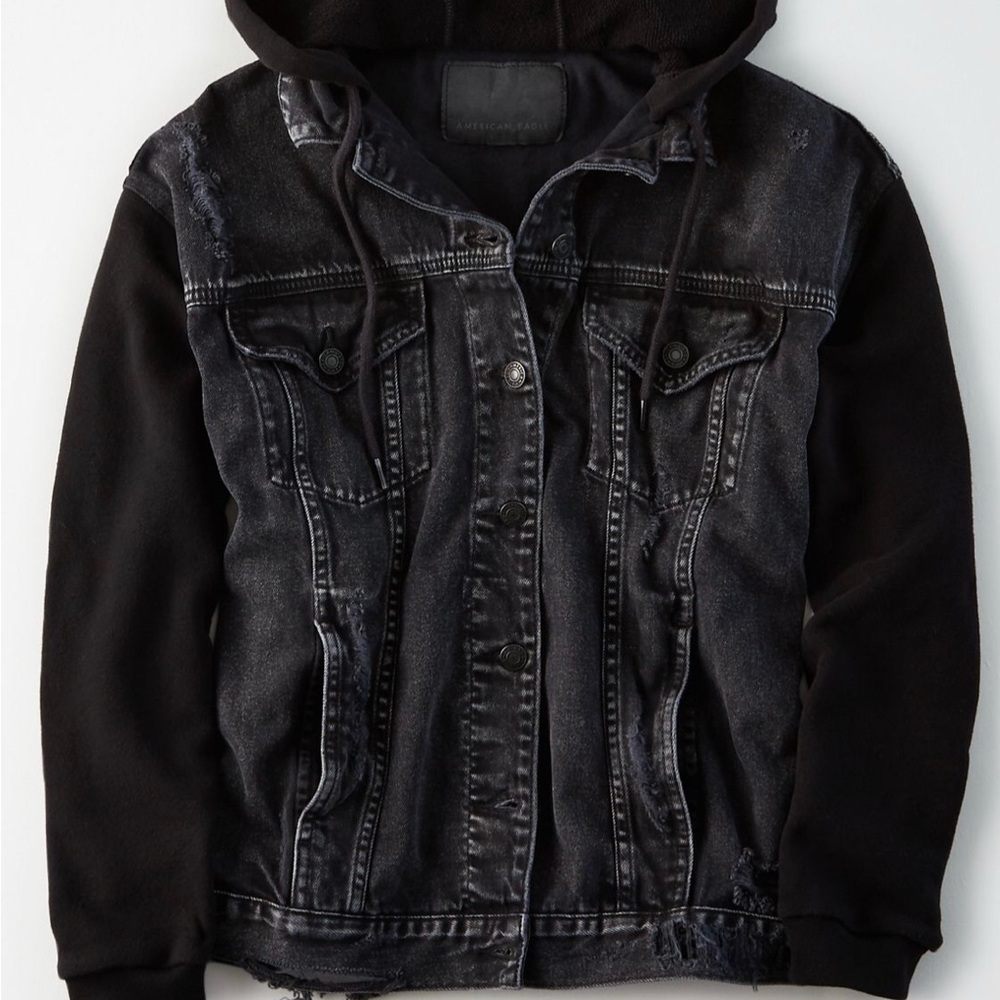 Ripped black denim jacket